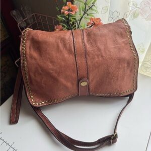 Italian Made Leather Studded Shoulder Bag